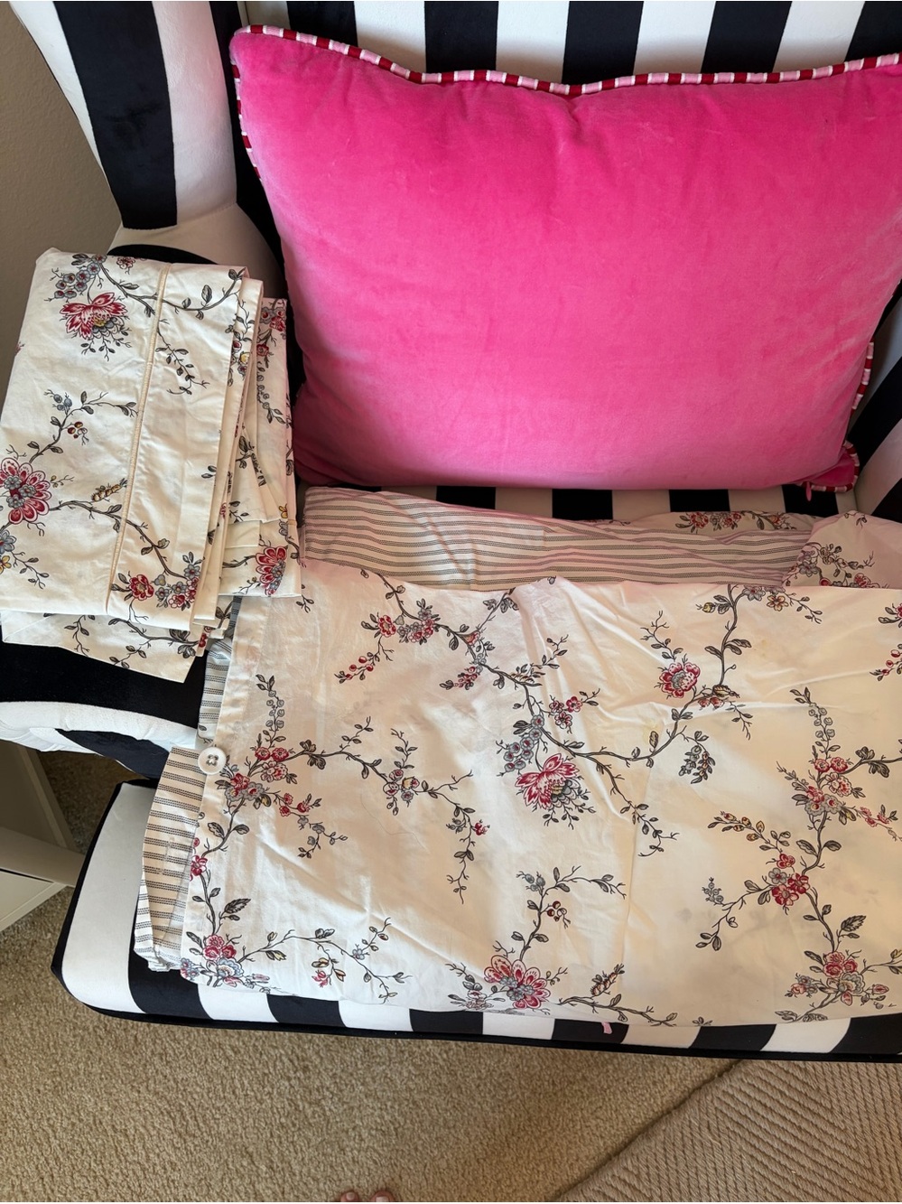 Reversible duvet and shams from IKEA.